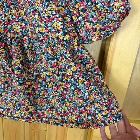 old navy micro Floral-Print Puff-Sleeve Babydoll Top 2X Spring Cottagecore color - Picture 9 of 12